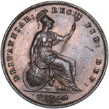 1858 Penny (8 Over 7) - Victoria British Copper Coin - Very Nice