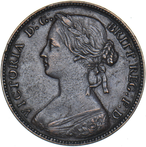 1860 Penny (F10) - Victoria British Bronze Coin - Nice