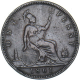 1861 Penny (F22) - Victoria British Bronze Coin - Nice