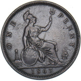 1863 Penny - Victoria British Bronze Coin - Nice