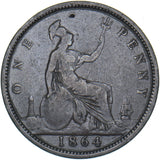 1864 Penny (Upper Serif) - Victoria British Bronze Coin