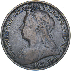 1895 Penny (2mm, Low Tide) - Victoria British Bronze Coin