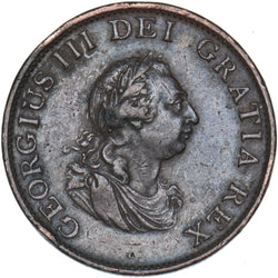 1799 Halfpenny - George III British Copper Coin - Nice