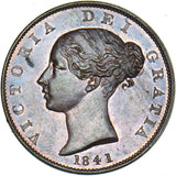 1841 Halfpenny (DF.I Flaw) - Victoria British Copper Coin - Superb