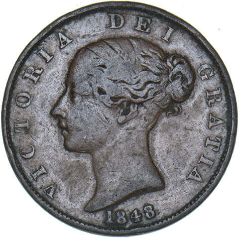 1848 Halfpenny - Victoria British Copper Coin