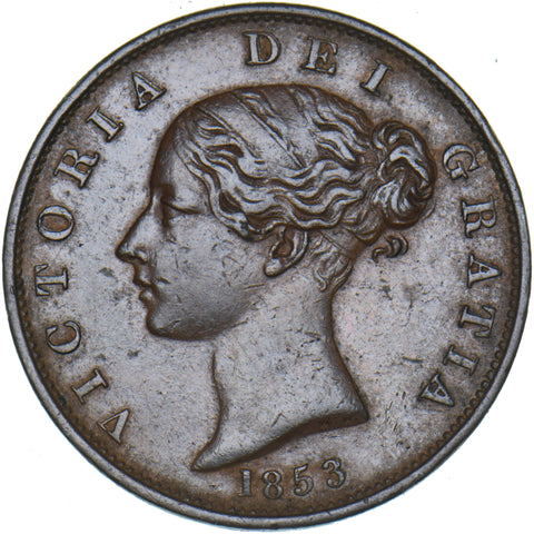 1853 Halfpenny - Victoria British Copper Coin - Nice