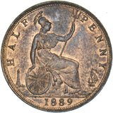 1889 Halfpenny - Victoria British Bronze Coin - Superb