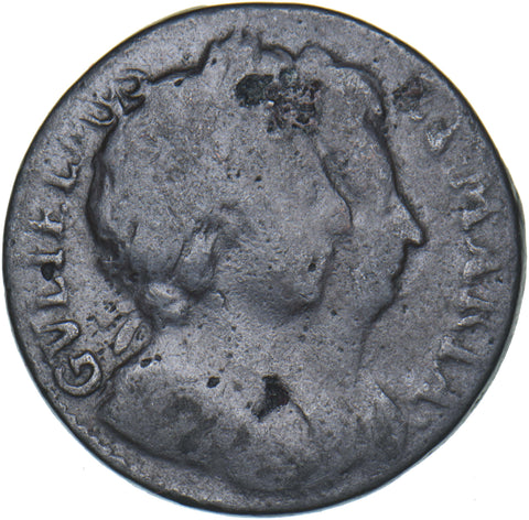 1694 Farthing - William & Mary British Copper Coin