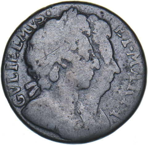 1694 Farthing - William & Mary British Copper Coin