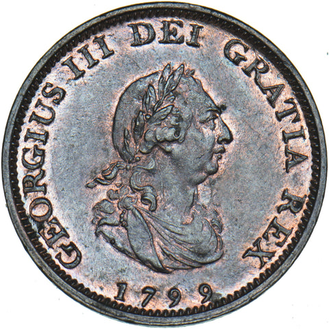 1799 Farthing - George III British Copper Coin - Superb
