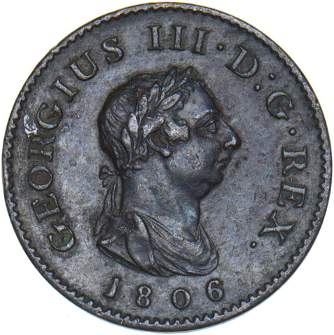 1806 Farthing - George III British Copper Coin - Nice