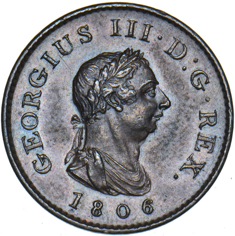 1806 Farthing - George III British Copper Coin - Very Nice