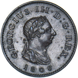 1806 Farthing - George III British Copper Coin - Nice