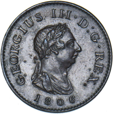 1806 Farthing - George III British Copper Coin - Nice