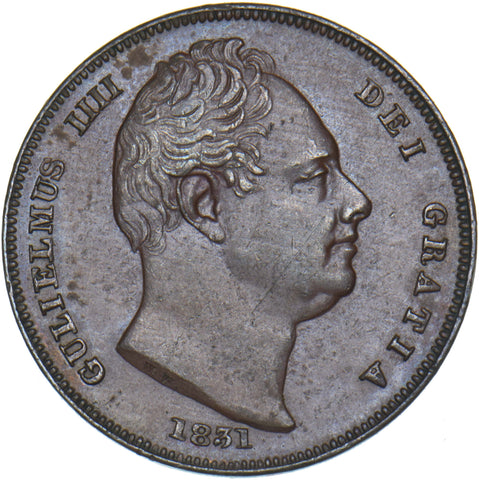 1831 Farthing - William IV British Copper Coin - Very Nice