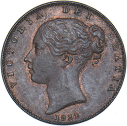 1839 Farthing (2 Pronged Trident) - Victoria British Copper Coin - Very Nice