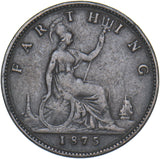 1875 Farthing (No H, Small Date) - Victoria British Bronze Coin