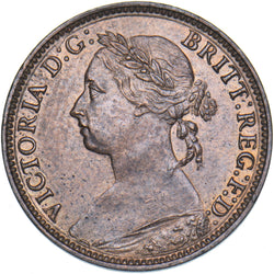 1881 H Farthing - Victoria British Bronze Coin - Very Nice