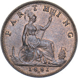 1881 H Farthing - Victoria British Bronze Coin - Very Nice
