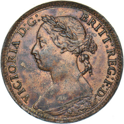 1895 Farthing (Bun Head) - Victoria British Bronze Coin - Very Nice