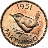 1951 Proof Farthing - George VI British Bronze Coin - Superb