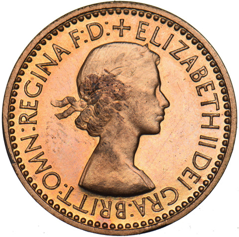 1953 Proof Farthing (F662A 2+A) - Elizabeth II British Bronze Coin - Superb