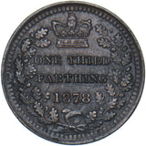 1878 Third Farthing - Victoria British Bronze Coin - Very Nice