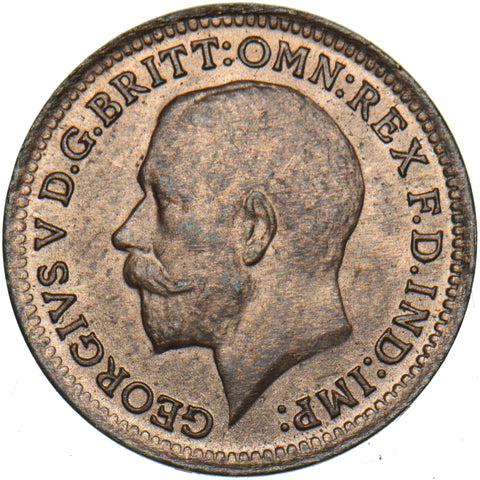 1913 Third Farthing - George V British Bronze Coin - Superb