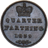 1839 Quarter Farthing - Victoria British Copper Coin - Very Nice