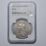 1887 Crown (NGC AU 55) - Victoria British Silver Coin - Very Nice