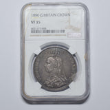 1890 Crown (NGC VF 35) - Victoria British Silver Coin