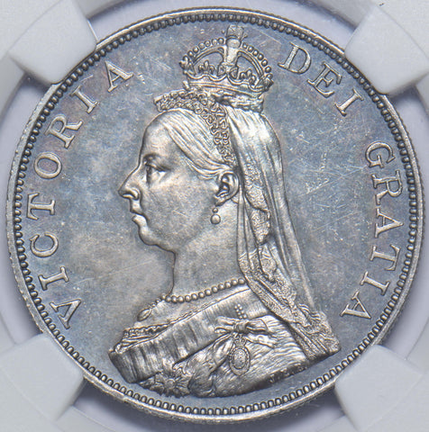 1887 Double Florin (NGC MS 63) - Victoria British Silver Coin - Superb