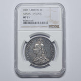 1887 Double Florin (NGC MS 63) - Victoria British Silver Coin - Superb