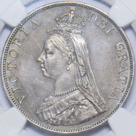 1887 Double Florin (NGC MS 61) - Victoria British Silver Coin - Superb