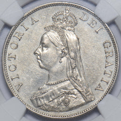 1887 Double Florin (NGC AU 58) - Victoria British Silver Coin - Very Nice