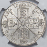 1887 Double Florin (NGC AU 58) - Victoria British Silver Coin - Very Nice