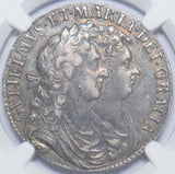 1689 Halfcrown (NGC XF Details) - William & Mary British Silver Coin - Nice