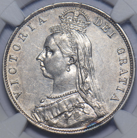 1887 Halfcrown (NGC AU 55) - Victoria British Silver Coin - Very Nice