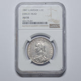 1887 Halfcrown (NGC AU 55) - Victoria British Silver Coin - Very Nice