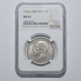 1930 Halfcrown (NGC MS 63) - George V British Silver Coin - Superb