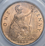1930 Penny (CGS 80) - George V British Bronze Coin - Superb