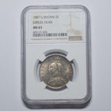1887 Florin (NGC MS 63) - Victoria British Silver Coin - Superb