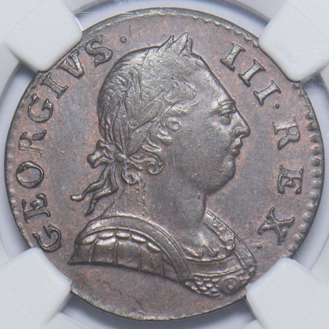 1774 Halfpenny (NGC MS 61 BN) - George III British Copper Coin - Superb