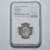 1723 Shilling (NGC AU Details) - George I British Silver Coin - Very Nice