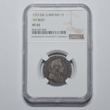 1723 Shilling (NGC VF 25) - George I British Silver Coin - Nice
