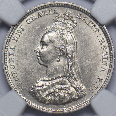1887 Shilling (NGC MS 61) - Victoria British Silver Coin - Superb