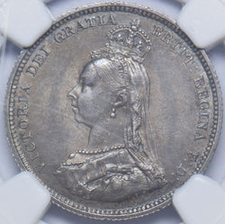 1887 Shilling (NGC MS 61) - Victoria British Silver Coin - Superb