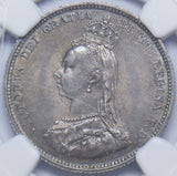 1887 Shilling (NGC MS 61) - Victoria British Silver Coin - Superb