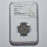 1887 Shilling (NGC MS 61) - Victoria British Silver Coin - Superb