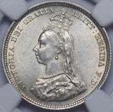 1887 Shilling (NGC MS 62) - Victoria British Silver Coin - Superb